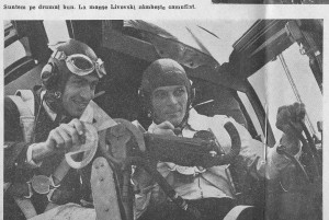 Aurel Livovschi (in dreapta) la mansa unui avion Heinkel III