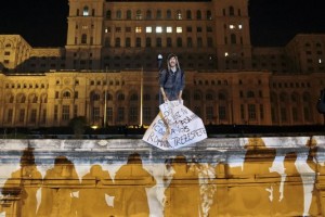 Wake Up Romania! - Protester in front of the Romanian Senate - November 2015